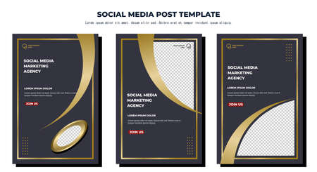 Social media posts template modern design, for digital marketing onlineのイラスト素材