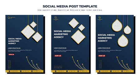 Social media posts template modern design, for digital marketing onlineのイラスト素材