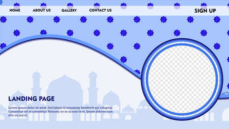 Landing page modern background Islamic Digital marketing cover and web banner template Premium Vectorのイラスト素材