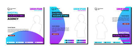 Social media posts template modern design, for digital marketing onlineのイラスト素材