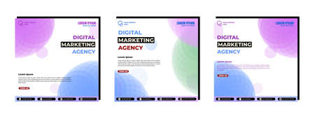 Social media posts template modern design, for digital marketing onlineのイラスト素材