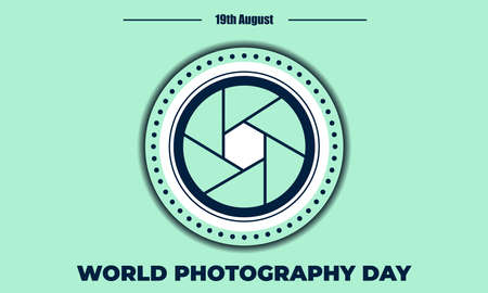 world photography day, perfect design with lens, vector illustration and text.