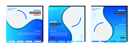 Social media posts template modern design, for digital marketing onlineのイラスト素材