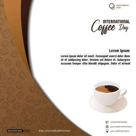 International Coffee Day, Suitable for greeting card, poster and banner background.のイラスト素材
