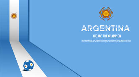 vector background argentina flag with ball soccer , vector illustration and text, perfect color combinationのイラスト素材