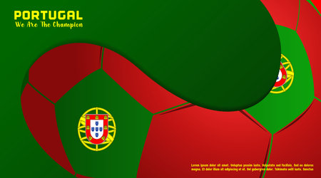 vector background Portugal flag with ball soccer , social media template, perfect color combinationのイラスト素材
