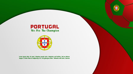 vector background Portugal flag with ball soccer , social media template, perfect color combinationのイラスト素材