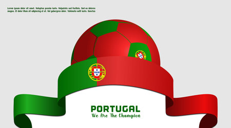 vector background Portugal flag with ball soccer , social media template, perfect color combinationのイラスト素材