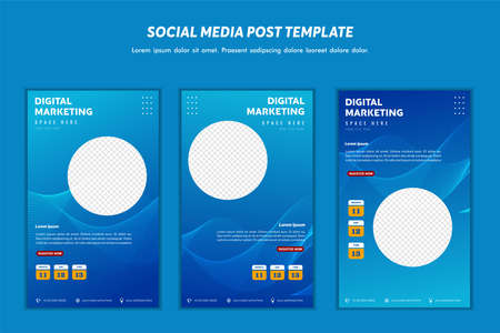 Social media post template modern design, for digital marketing online or poster marketing templateのイラスト素材