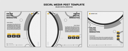 Social media post template modern design, for digital marketing online or poster marketing templateのイラスト素材
