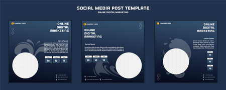 Social media post template modern design, for digital marketing online or poster marketing templateのイラスト素材