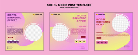 Social media post template feminine modern design , for digital marketing online or poster marketing templateのイラスト素材