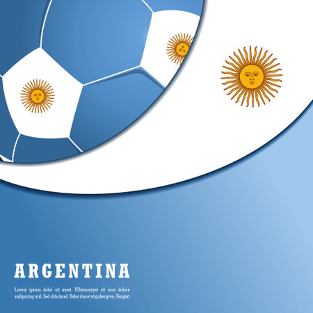 vector background argentina flag with ball, vector illustration and text, perfect color combinationのイラスト素材
