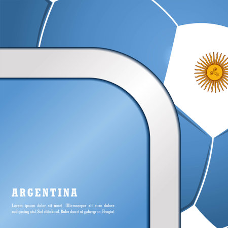 vector background argentina flag with ball, vector illustration and text, perfect color combinationのイラスト素材