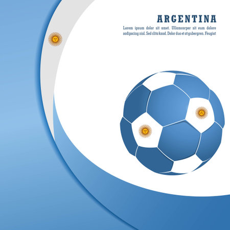 vector background argentina flag with ball, vector illustration and text, perfect color combinationのイラスト素材
