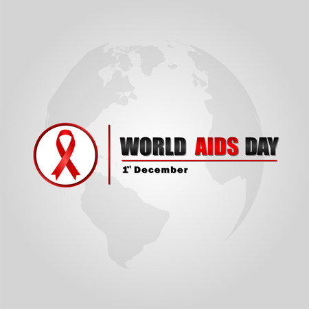 World AIDS Day December 1st, Banner with red ribbon and text World Aids Dayのイラスト素材