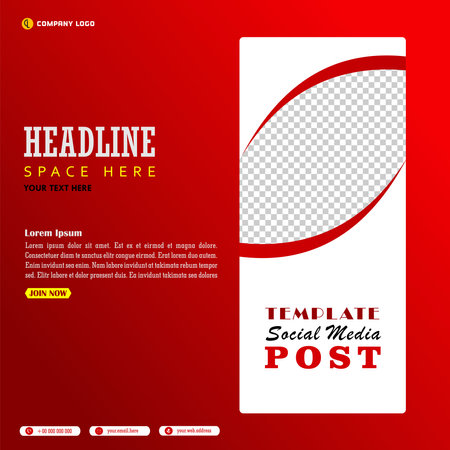 Modern business social media post template creative shapes, red white color designのイラスト素材