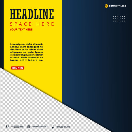 Modern business social media post template creative shapes, blue yellow color designのイラスト素材