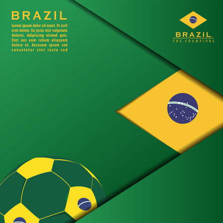 abstract background brazil flag, vector illustration and text, perfect color combinationのイラスト素材