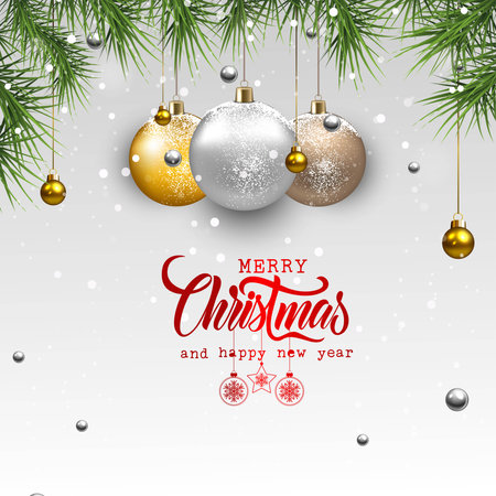 Merry Christmas background. Winter Holiday Posters or banners design in modern realistic styleの写真素材