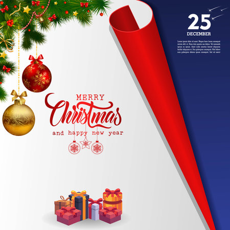 Merry Christmas background. Winter Holiday Posters or banners design in modern realistic styleのイラスト素材