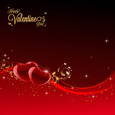 Happy Valentine's Day Banner Greeting Card with glossy colors and elegant graphic designのイラスト素材