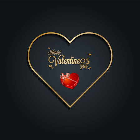 Happy Valentine's Day Banner Greeting Card with glossy colors and elegant graphic designのイラスト素材