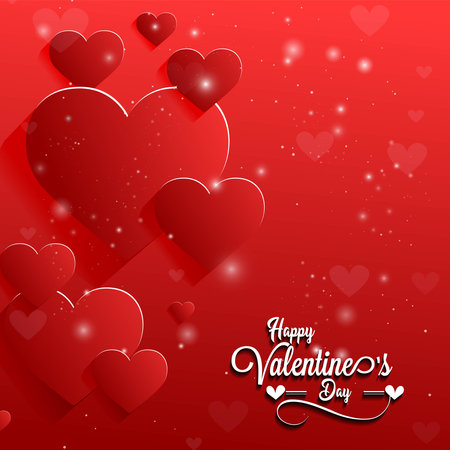 Happy Valentine's Day Banner Greeting Card with glossy colors and elegant graphic designのイラスト素材