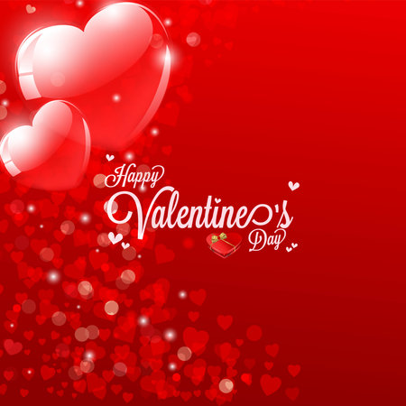 Happy Valentine's Day Banner Greeting Card with glossy colors and elegant graphic designのイラスト素材