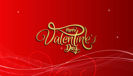 Happy Valentine's Day february 14 Banner Greeting Card with glossy colors and elegant graphic designのイラスト素材