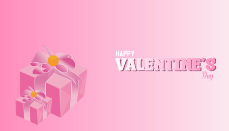 Happy Valentine's Day february 14 Banner Greeting Card with glossy colors and elegant graphic designのイラスト素材