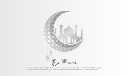 Happy eid mubarak, islamic greeting card white color design background with islamic modern ornamentのイラスト素材
