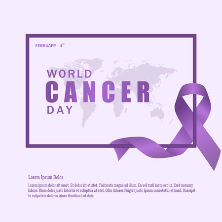 February 4, World Cancer Day. Lavender Ribbon with beauty color designのイラスト素材