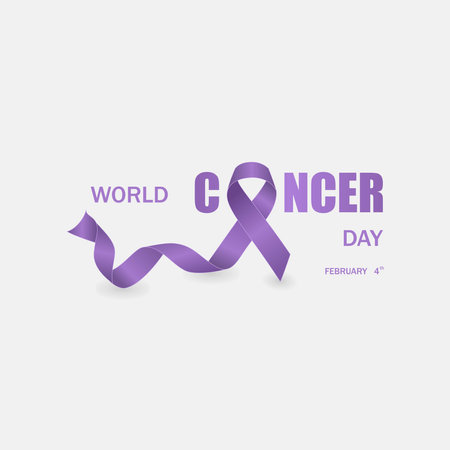 February 4, World Cancer Day. Lavender Ribbon with beauty color designのイラスト素材