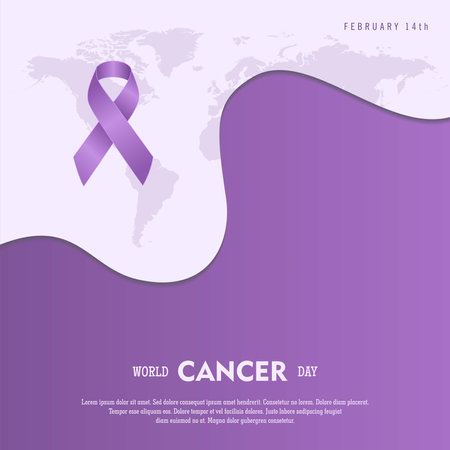 February 4, World Cancer Day. Lavender Ribbon with beauty color designのイラスト素材