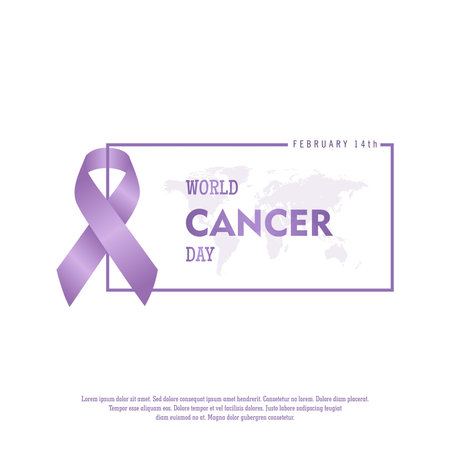 February 4, World Cancer Day. Lavender Ribbon with beauty color designのイラスト素材