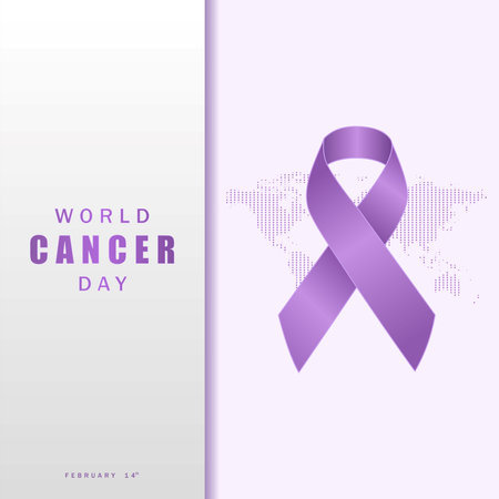 February 4, World Cancer Day. Lavender Ribbon with beauty color designのイラスト素材