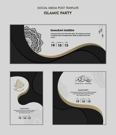 Set of social media post template for ramadan kareem and Good for and good for another islamic partyのイラスト素材