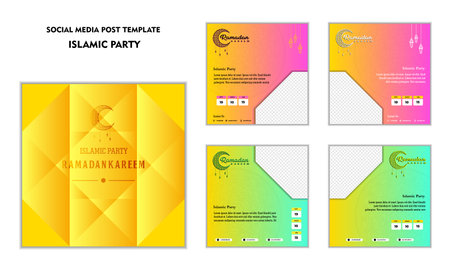Set of social media post template for ramadan kareem and Good for and good for another islamic partyのイラスト素材