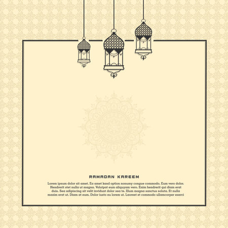 islamic greeting ramadan kareem card square background black gold color design for islamic partyのイラスト素材