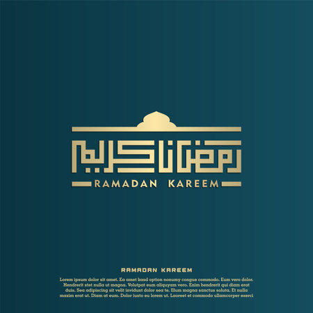 islamic greeting ramadan kareem card square background green gold color design for islamic partyのイラスト素材