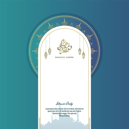 Islamic social media post template for ramadan kareem and good for another islamic partyのイラスト素材