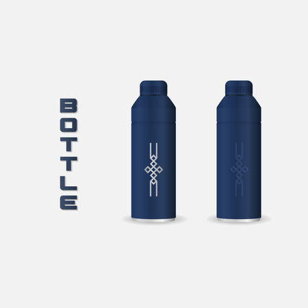 Tumbler mockup aluminum Bottle with blue white colors, realistic vector mockup water bottleのイラスト素材