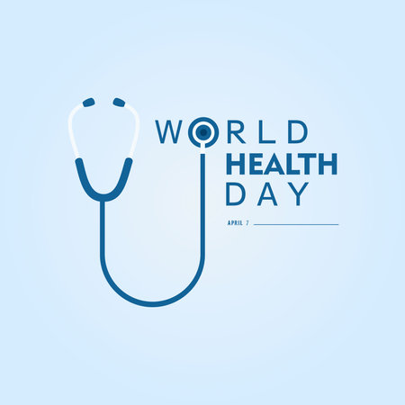 World Health Day. World health day concept text design with doctor stethoscope.のイラスト素材