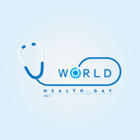 World Health Day. World health day concept text design with doctor stethoscope.のイラスト素材