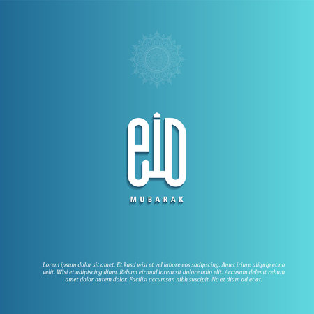 islamic greeting eid mubarak card square background blue white color design for islamic partyのイラスト素材