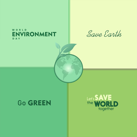 World Environment day. Happy Environment day, 05 June. simple vector banner with green palette color backgroundのイラスト素材