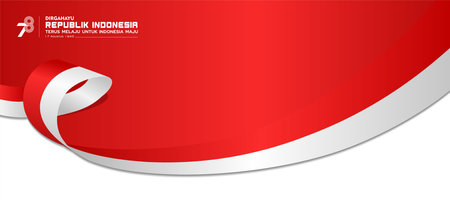 Happy Independence Day Republic Of Indonesia, 17 august. greeting card with red and white designのイラスト素材
