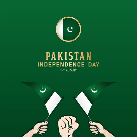 Happy Independence Day Republic Of Pakistan, 14 august. greeting card with white and green colors designのイラスト素材