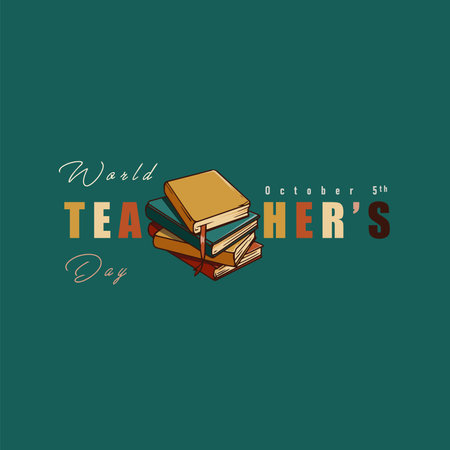 World Teachers' Day, 5 october, greeting card concept for social media postのイラスト素材